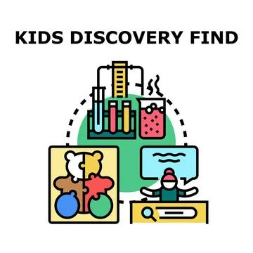 Kids discovering, finding, and exploring with science and learning Stock Illustration