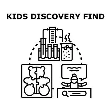 Kids discovering, finding, and exploring with science and learning Stock Illustration