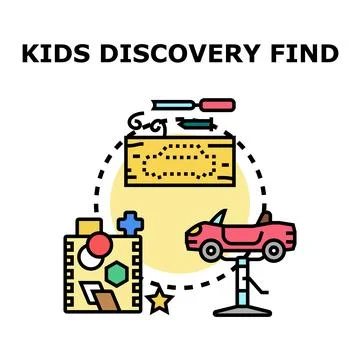 Kids discovery find, learning, and mechanic fun Stock Illustration