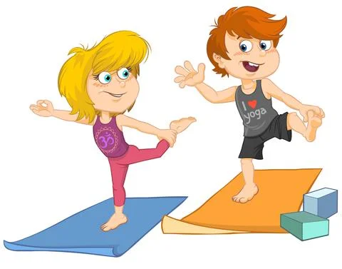 Kids doing yoga. Stock Illustration