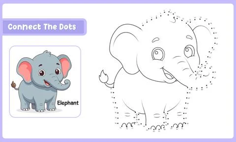 Kids Dot to Dot Elephant Activity Worksheet for Fun Learning and Creative S.. 스톡 일러스트