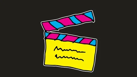 Kids drawing black Background with theme of Movie Clap Stock Footage 103186969