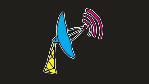 Kids drawing black Background with theme of antenna signal Stock Footage 103186996