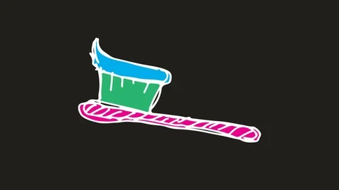 Kids drawing black screen with theme of tooth brush Stock Footage 100898955