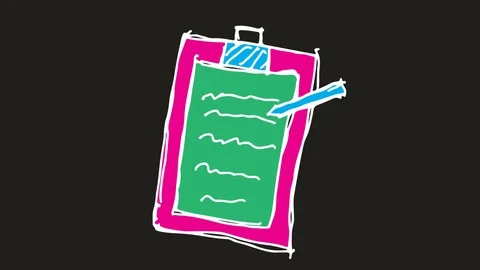 Kids drawing black screen with theme of agenda Stock Footage 100984084