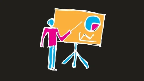 Kids drawing black screen with theme of presentation Stock Footage 100984147