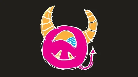 Kids drawing black screen with theme of  one eye Devil Stock Footage 101186757