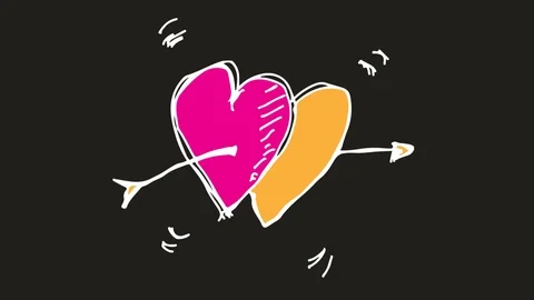 Kids drawing black screen with theme of love  Stock Footage 101785987