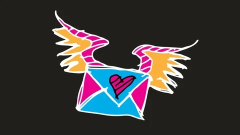 Kids drawing black screen with theme of  love message Stock Footage 101841208