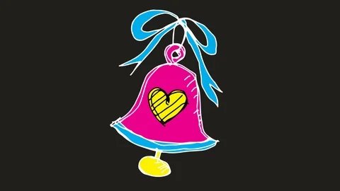 Kids drawing black screen with theme of  love bell Stock Footage 101843847