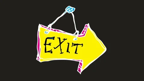 Kids drawing black screen with theme of  exit Stock Footage 102085655