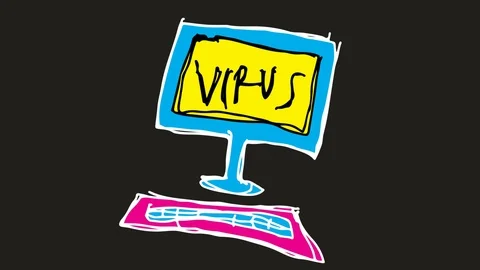 Kids drawing black screen with theme of computer virus  Stock Footage 102086108