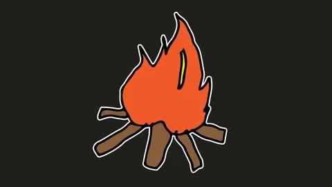 Kids drawing black screen with theme of bonfire Stock Footage 103235566