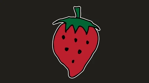 Kids drawing black screen with theme of strawberry Stock Footage 103235571