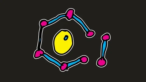 Kids drawing black screen with theme of molecule Stock Footage 103235597