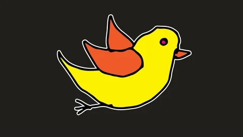 Kids drawing black screen with theme of bird Stock Footage 103235608