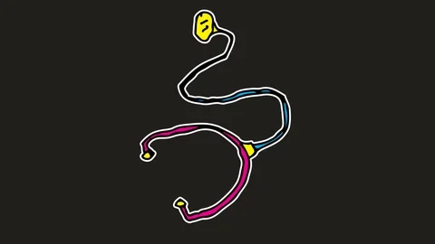Kids drawing black screen with theme of stethoscope Stock Footage 103409425