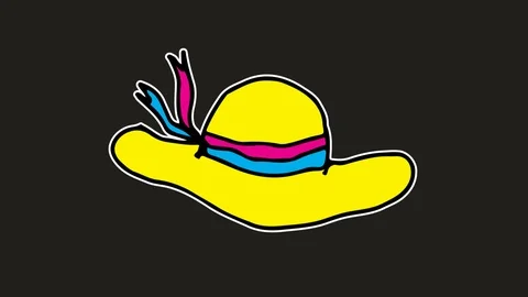 Kids drawing black screen with theme of womens hat Stock Footage 103409767