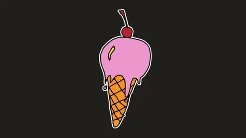 Kids drawing black screen with theme of ice cream Stock Footage 103410474