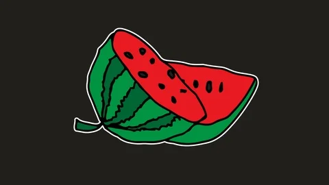 Kids drawing black screen with theme of watermelon Stock Footage 103410796