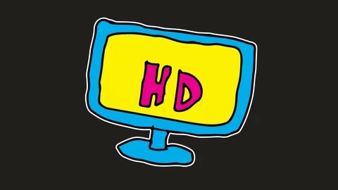 Kids drawing black screen with theme of HD monitor Stock Footage 103411417