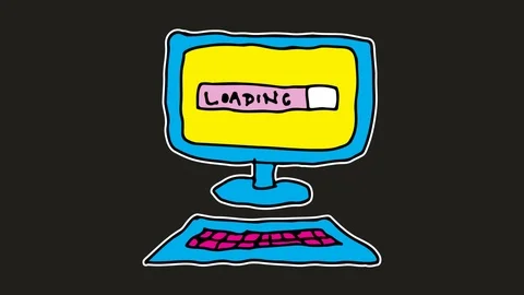 Kids drawing black screen with theme of computer loading Stock Footage 103411640
