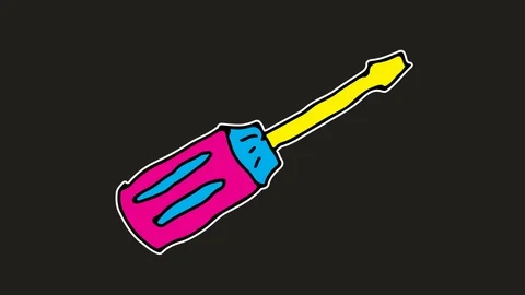 Kids drawing black screen with theme of screwdriver Stock Footage 103412928