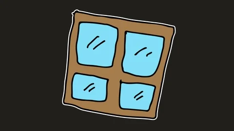 Kids drawing black screen with theme of window Stock Footage 103414113