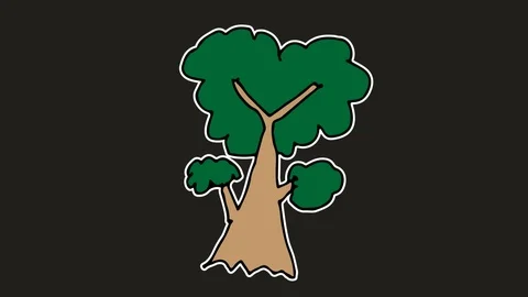 Kids drawing black screen with theme of tree Stock Footage 103955571