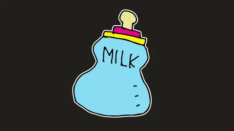 Kids drawing black screen with theme of baby milk Stock Footage 103956109