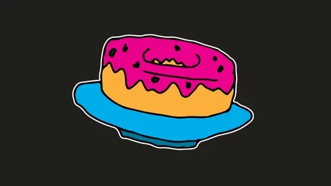 Kids drawing black screen with theme of donuts Stock Footage 103957691