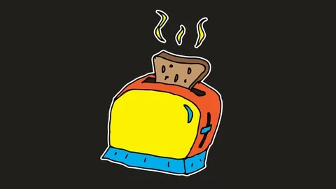 Kids drawing black screen with theme of toaster Stock Footage 103957917
