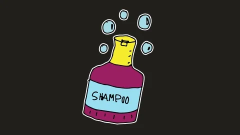Kids drawing black screen with theme of shampoo Stock Footage 103958544