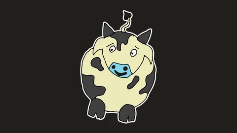 Kids drawing black screen with theme of dairy cows Stock Footage 105451571