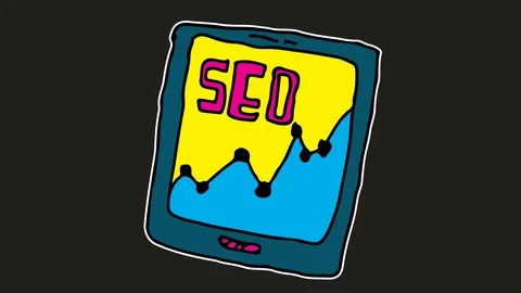 Kids drawing black screen with theme of search engine optimization Stock Footage 106095666
