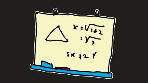 Kids drawing black screen with theme of mathematics Stock Footage 106527184