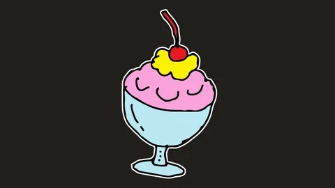 Kids drawing black screen with theme of ice cream Stock Footage 106528709