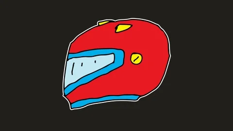 Kids drawing black screen with theme of helmet Stock Footage 106529244