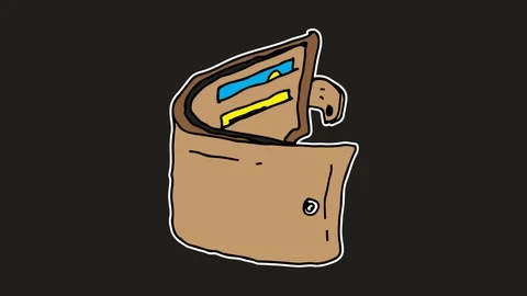 Kids drawing black screen with theme of wallet Stock Footage 106632972