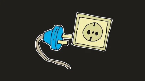 Kids drawing black screen with theme of electric socket Stock Footage 106851058