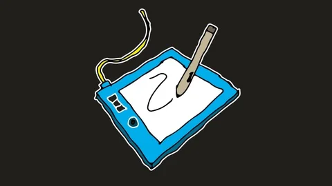 Kids drawing black screen with theme of pen tablet Stock Footage 107424746