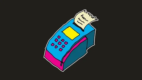 Kids drawing black screen with theme of debit machine Stock Footage 108216656