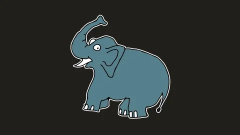 Kids drawing black screen with theme of elephant Stock Footage 108867521