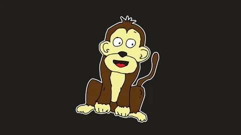 Kids drawing black screen with theme of monkey Stock Footage 108867699