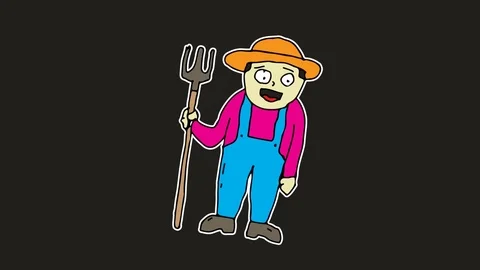 Kids drawing black screen with theme of the farmer Stock Footage 108868489