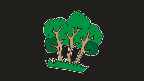 Kids drawing black screen with theme of Forest 스톡 동영상 108868575