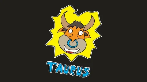 Kids drawing black screen with theme of Taurus Stock Footage 110887161