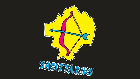 Kids drawing black screen with theme of Sagittarius Stock Footage 110887289