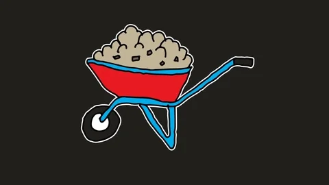 Kids drawing black screen with theme of wheelbarrow Stock Footage 111455471