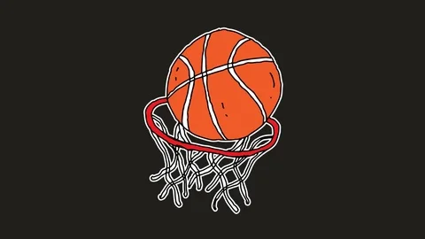 Kids drawing black screen with theme of basketball Stock Footage 111456038